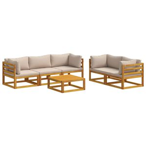 vidaXL Conjunto de Sof&aacute;s 6 unid. Natural Madeira S&oacute;lida de Ac&aacute;cia