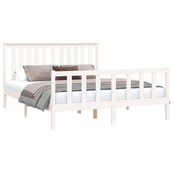 vidaXL Cama sem colch&atilde;o 160x200 cm madeira de pinho maci&ccedil;a branco