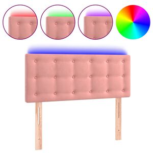 vidaXL Cabeceira de cama c/ luzes LED veludo 80x5x78/88 cm rosa