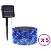 vidaXL Luzes solares 5pcs 5x200 LEDs p/ interior/exterior azuis