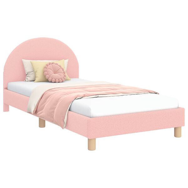 vidaXL Estrutura de Cama Infantil com Cabeceira Rosa 90 x 200 cm