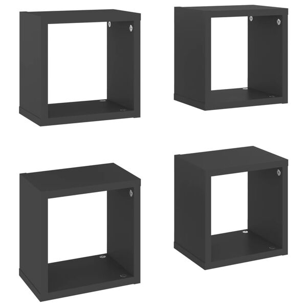 vidaXL Prateleiras de parede em forma de cubo 4pcs 22x15x22cm cinzento