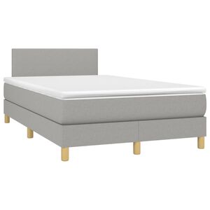 vidaXL Cama boxspring com colch&atilde;o 120x190 cm tecido cinzento-claro