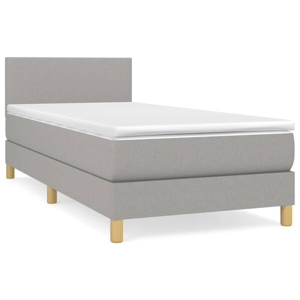 vidaXL Cama com molas/colch&atilde;o 90x190 cm tecido cinzento-claro