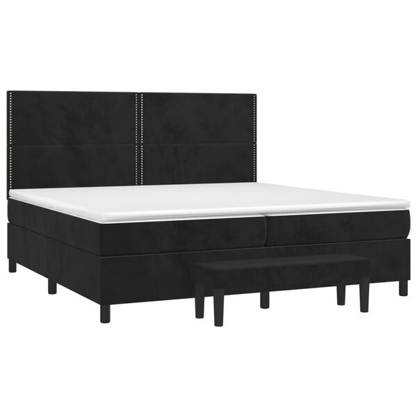 vidaXL Cama com molas/colch&atilde;o 200x200 cm veludo preto