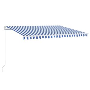 vidaXL Toldo retr&aacute;til manual 450x350 cm azul e branco