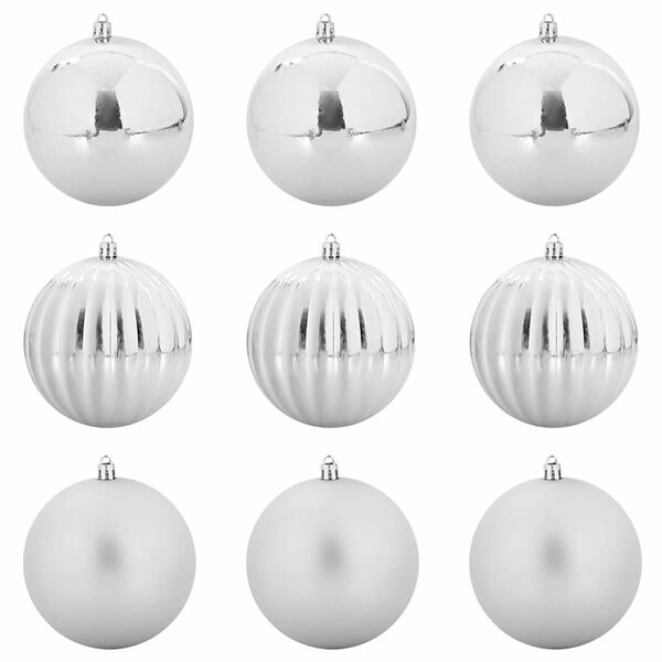 vidaXL Conjunto de Bolas de Natal XL 9 pcs Prateado Pl&aacute;stico