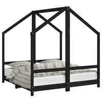 vidaXL Estrutura de cama infantil 2x(70x140) cm pinho maciço preto