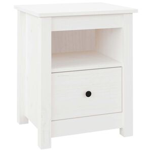 vidaXL Mesa de cabeceira 40x35x49 cm madeira de pinho maci&ccedil;a branco