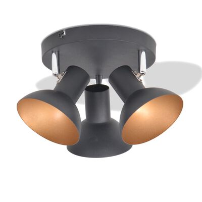 vidaXL Candeeiro de teto p/ 3 lâmpadas E27 preto e dourado