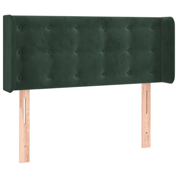vidaXL Cabeceira de cama c/ abas veludo 83x16x78/88 cm verde-escuro