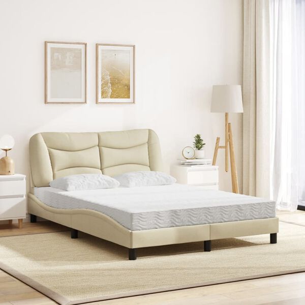 vidaXL Cama com colch&atilde;o Hvar 120x200 cm tecido cor creme