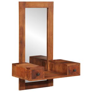 vidaXL Espelho de parede com gavetas 60x33x90 cm ac&aacute;cia madeira maci&ccedil;a