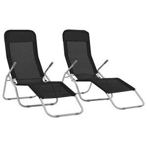 vidaXL Espregui&ccedil;adeiras dobr&aacute;veis 2 pcs textilene preto