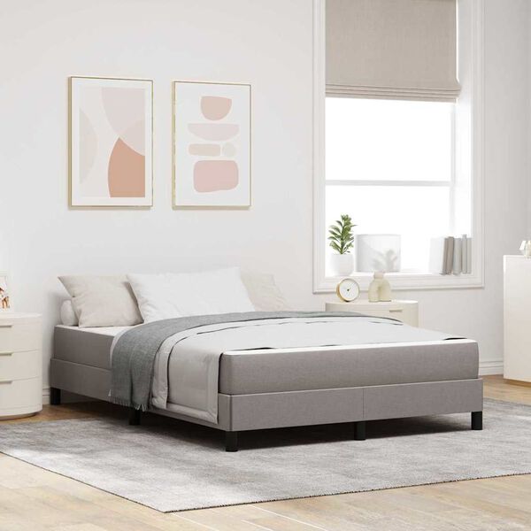 vidaXL Cama Box com colch&atilde;o Cinzento-acastanhado 140 x 190 cm tecido