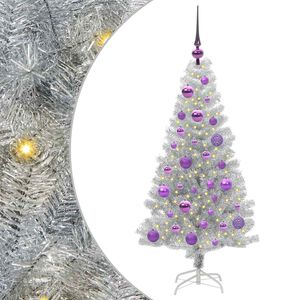 vidaXL &Aacute;rvore de Natal com 150 LEDs com suporte Prateado 120 cm PET