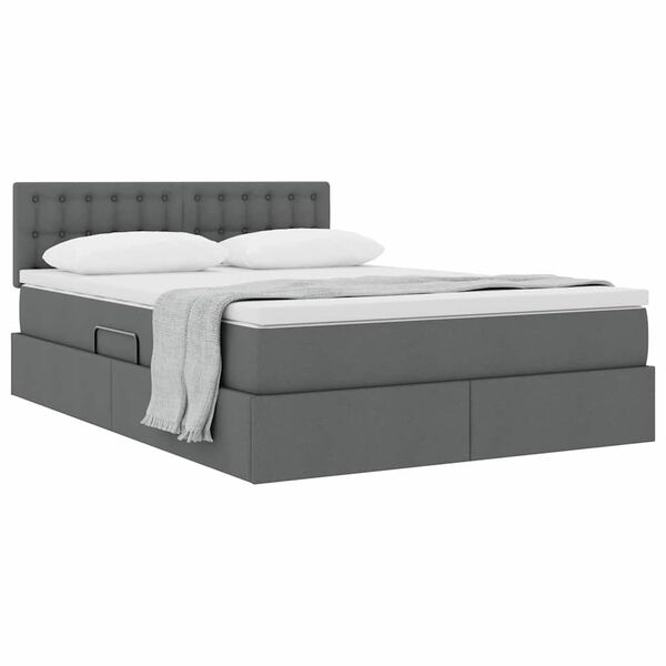 vidaXL Cama com arruma&ccedil;&atilde;o e colch&atilde;o Cinza Escuro 140 x 190 cm