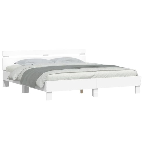 vidaXL Estrutura cama c/ cabeceira e luzes LED 180x200 cm branco