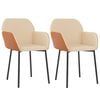 vidaXL Cadeiras de jantar 2 pcs tecido/couro artificial cor creme