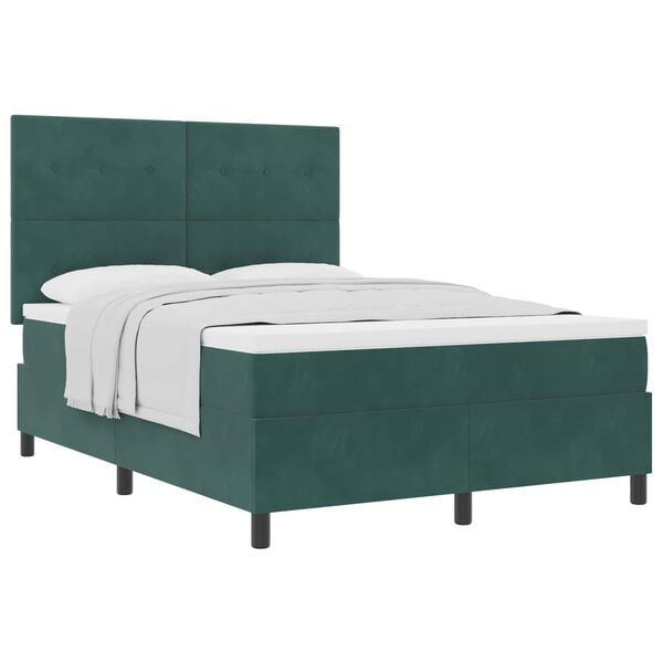 vidaXL Cama Box com colch&atilde;o Verde Escuro 160 x 200 cm tecido