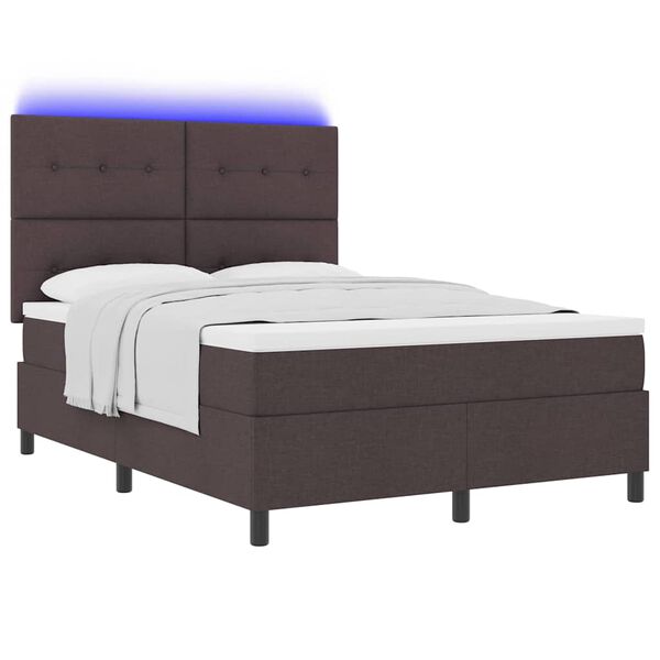 vidaXL Cama Box com colch&atilde;o Castanho escuro 140 x 190 cm tecido