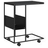 vidaXL Mesa de apoio c/ rodas 55x36x63,5 cm derivados de madeira preto