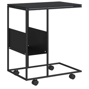 vidaXL Mesa de apoio c/ rodas 55x36x63,5 cm derivados de madeira preto