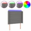 vidaXL Cabeceira de cama c/ LED tecido 103x16x118/128 cm cinza-escuro