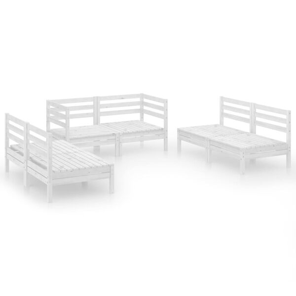 vidaXL 6 pcs conjunto lounge de jardim pinho maciço branco
