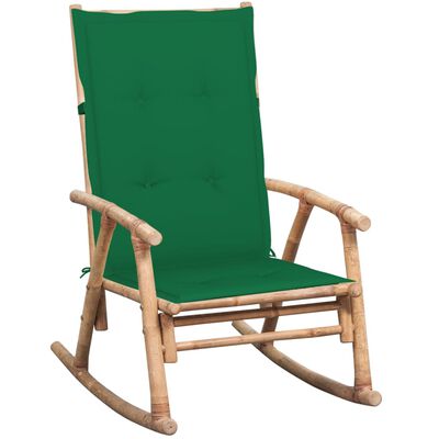 vidaXL Cadeira de baloiço com almofadão bambu