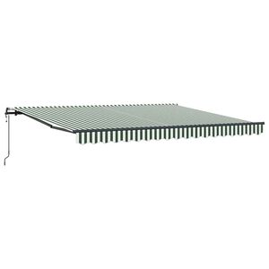vidaXL Toldo retr&aacute;til Verde e Branco 400 &times; 300 cm Tecido e Alum&iacute;nio