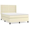 vidaXL Cama com molas/colch&atilde;o 140x190 cm couro artificial cor creme