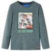 vidaXL T-shirt de manga comprida para crian&ccedil;a verde-escuro mesclado 104