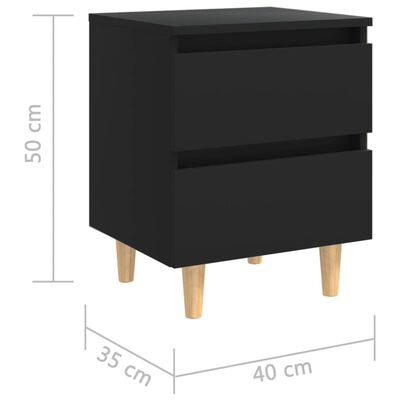 vidaXL Mesa de cabeceira c/ pernas de pinho maciço 40x35x50 cm preto