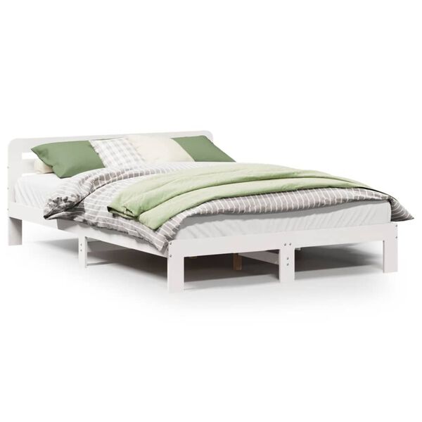 vidaXL Cama sem colch&atilde;o 150x200 cm madeira de pinho maci&ccedil;a branco