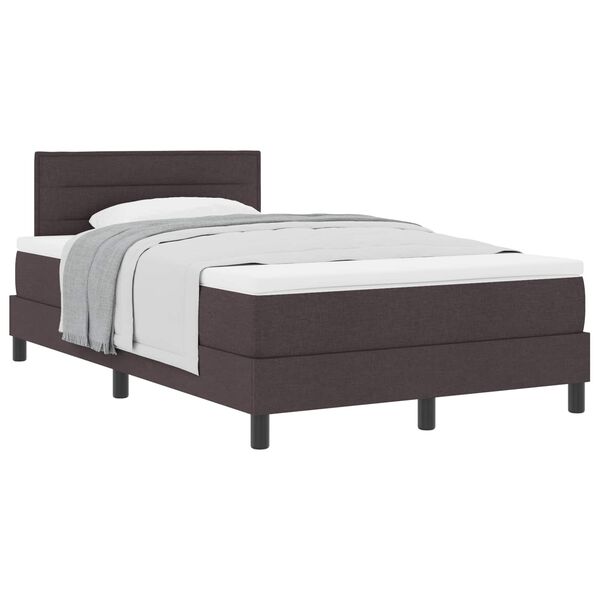 vidaXL Cama Box com colch&atilde;o Marrom Escuro 120 x 190 cm tecido