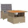 vidaXL 2 pcs conjunto de jantar p/ jardim com almofad&otilde;es vime PE bege