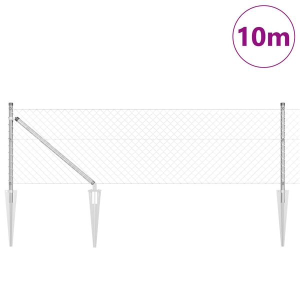 vidaXL Poste de Cerca Prateado 10 x 0,4 m (malha 40 x 40 mm) A&ccedil;o