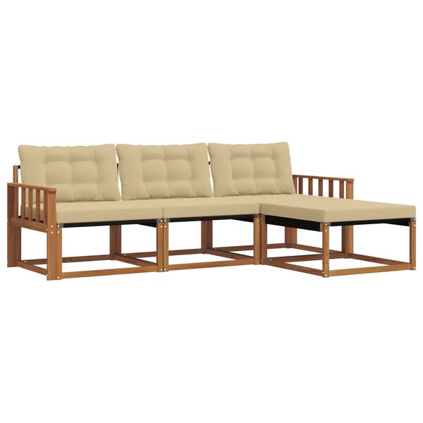 vidaXL Conjunto de Sof&aacute;s para Exterior 4 pcs Natural e Bege