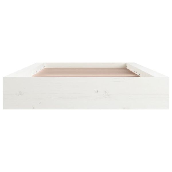 vidaXL Estrutura de cama casal 135x190 cm madeira maci&ccedil;a branco