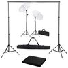 vidaXL Kit est&uacute;dio de fotografia com fundo + ilumina&ccedil;&atilde;o e sombrinhas
