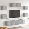 vidaXL Conjunto m&oacute;veis de TV 7 pcs madeira processada sonoma cinza