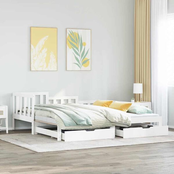 vidaXL Sof&aacute;-cama com gavet&atilde;o e gavetas sem colch&atilde;o 80x200 cm branco