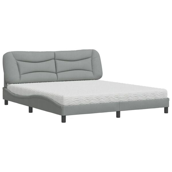 vidaXL Cama com colch&atilde;o Hvar 180x200 cm tecido cinzento-claro
