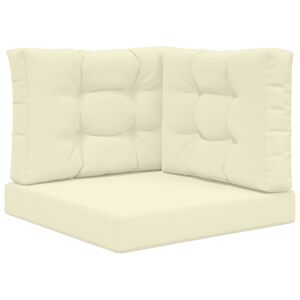 vidaXL Almofada para Sof&aacute; Externo 3 pcs Creme Poli&eacute;ster
