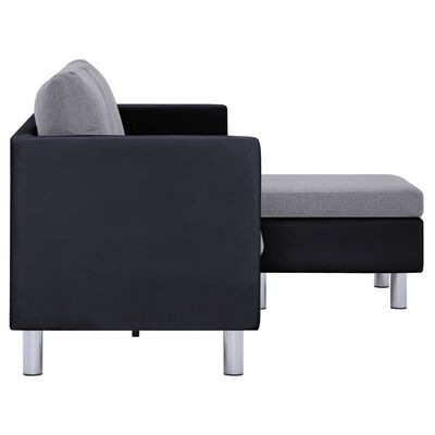 vidaXL Sofá de 3 lugares com almofadões couro artificial preto