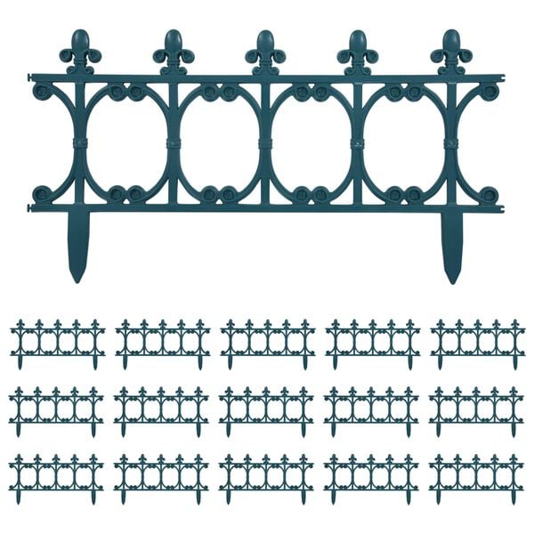 vidaXL Bordas de relvado 16 pcs 10 m PP verde