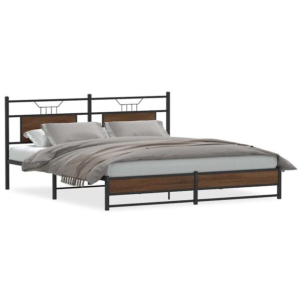 vidaXL Estrutura cama sem colchão 183x213 cm metal carvalho castanho