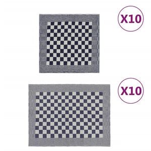 vidaXL Conjunto de panos de cozinha 20 pcs algod&atilde;o azul e branco