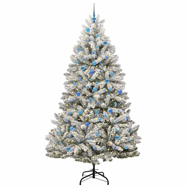 vidaXL &Aacute;rvore de Natal Artificial Verde e Branco 240 cm PVC e Metal